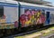 Graffiti on a train in the trainstation in Camogli, Northern Italy