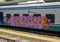 Graffiti on a train in the trainstation in Camogli, Northern Italy