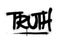 Graffiti truth word sprayed in black over white