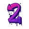 Graffiti Two Number and Purple Bold Numeral Vector Illustration