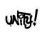 Graffiti unity word sprayed in black over white