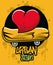 Graffiti urban style poster with heart and skateboard