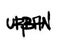 Graffiti urban word sprayed in black over white