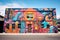 Graffiti Wonderland: vibrant panorama showcasing an urban wonderland filled with bold and expressive graffiti art
