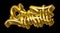 Graffiti word in golden graffiti style. Gold vector text