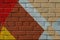 Graffity brick wall, very small detail. Abstract urban street art design close-up. Modern iconic urban culture, stylish