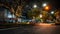 Grafton, NSW, Australia - Historical town centre illuminated at night during the Jacaranda Festival