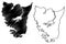 Graham island Canada, British Columbia Province, North America, Haida Gwaii Archipelago map vector illustration, scribble sketch