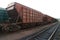 Grain cargo freight train on the rails