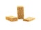 Grain crackers, biscuits and grains of wheat on white background