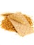 Grain crackers, biscuits and grains of wheat on white background