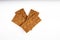 Grain diet light crisp bread lying in heart form on a white background