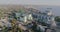 Grain elevator aerial view, steel grain elevator. Industrial Grain Storage