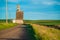 Grain elevator seen from wheat farm in the Palouse Washington state