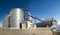 Grain elevators at a shipping port