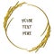 Grain spike rounded decorative frame, text space. Vector wreath. Hand drawn wheat plant. Circle ornate in yellow