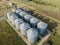 Grain storage in large slots aerial view