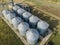 Grain storage in large slots aerial view