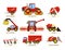 Grain Trailer and Trailed Bale Vector Illustration