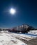 Grain Train Car with sun background.