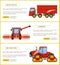 Grain Truck and Tractor Set Vector Illustration