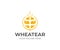 Grain wheat logo template. Round wheat ear vector design