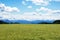 Grainfield with sky and mountains