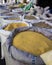 Grains in bags at a free street fair in Brazil