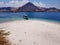 Grainy picture of Kanawa island near Labuan Bajo in Indonesia. Blurry image