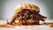 Grainy Pulled Pork Burger With Barbecue Sauce - Scanner Photography Style