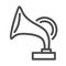 Gramophone line icon, Music festival concept, Music Award sign on white background, antique gramophone icon in outline
