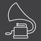 Gramophone line icon, music and instrument,