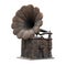 Gramophone, a monument in artistic performance, an ancient musical instrument on a white background isolated