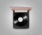 Gramophone vinyl player playing record, top view, , clipping path.
