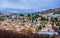 Granada, aerial panoramic view of old Albaicin district from Alhambra...IMAGE