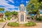 GRANADA, NICARAGUA, MAY, 14, 2018: Ancient Stone Columns Lining the Walkway in the Xalteva park in Downtown