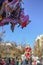 Granada, Spain, December 24, 2016: Image of Fuente de las Batallas with a Christmas atmosphere in which you see people walking,