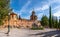 Granada, Spain. October 18th, 2020. External facade of the Collegiate Church of the Sacromonte Abbey dedicated to the Assumption