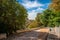 Granada, Spain. October 18th, 2020. Final stretch of the tree-lined avenue leading to the Sacromonte Abbey