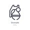 granade outline icon. isolated line vector illustration from army collection. editable thin stroke granade icon on white