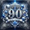 Grand 90th Birthday Celebration Emblem in Blue and Silver