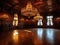 Grand antique chandelier illuminating ballroom with warmth