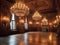 Grand antique chandelier illuminating ballroom with warmth