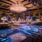 Grand Ballroom with Shimmering Chandeliers and Beautifully Decorated Tables