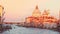 Grand Canal and Basilica Santa Maria della Salute during sunset, Venice