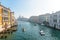 Grand Canal and Basilica Santa Maria della Salute in the winter fog, Venice Italy