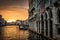 Grand Canal with Ca` d`Oro palace at sunset in Venice