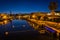 The Grand Canal at night, on Balboa Island, in Newport Beach