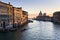 Grand Canal with Santa Maria della Salute at sunrise in Venice