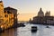 Grand Canal with Santa Maria della Salute at sunrise in Venice